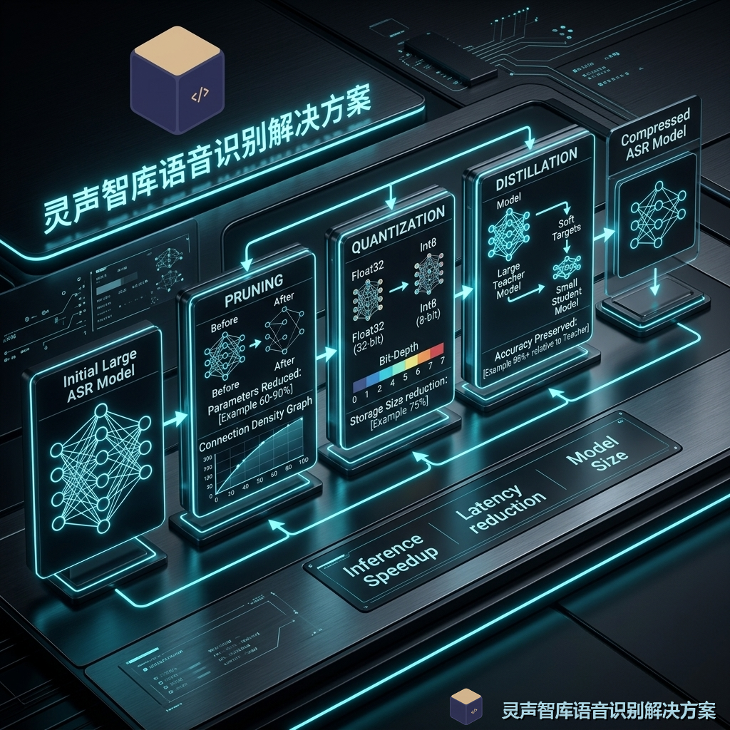 边缘 ASR 模型压缩流程图