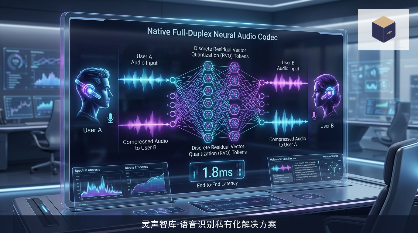 全双工端到端多模态音频基座架构示意图